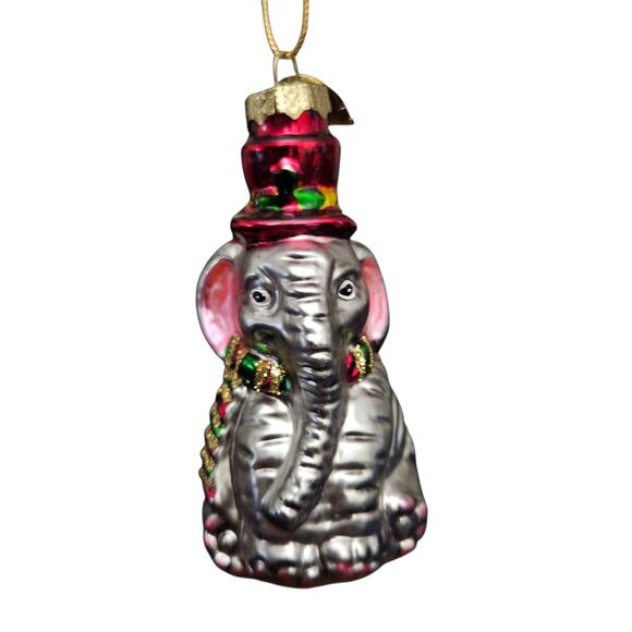 Christopher Radko Elephant Ornament 3.5" Glass Christmas Decoration - Picture 1 of 6